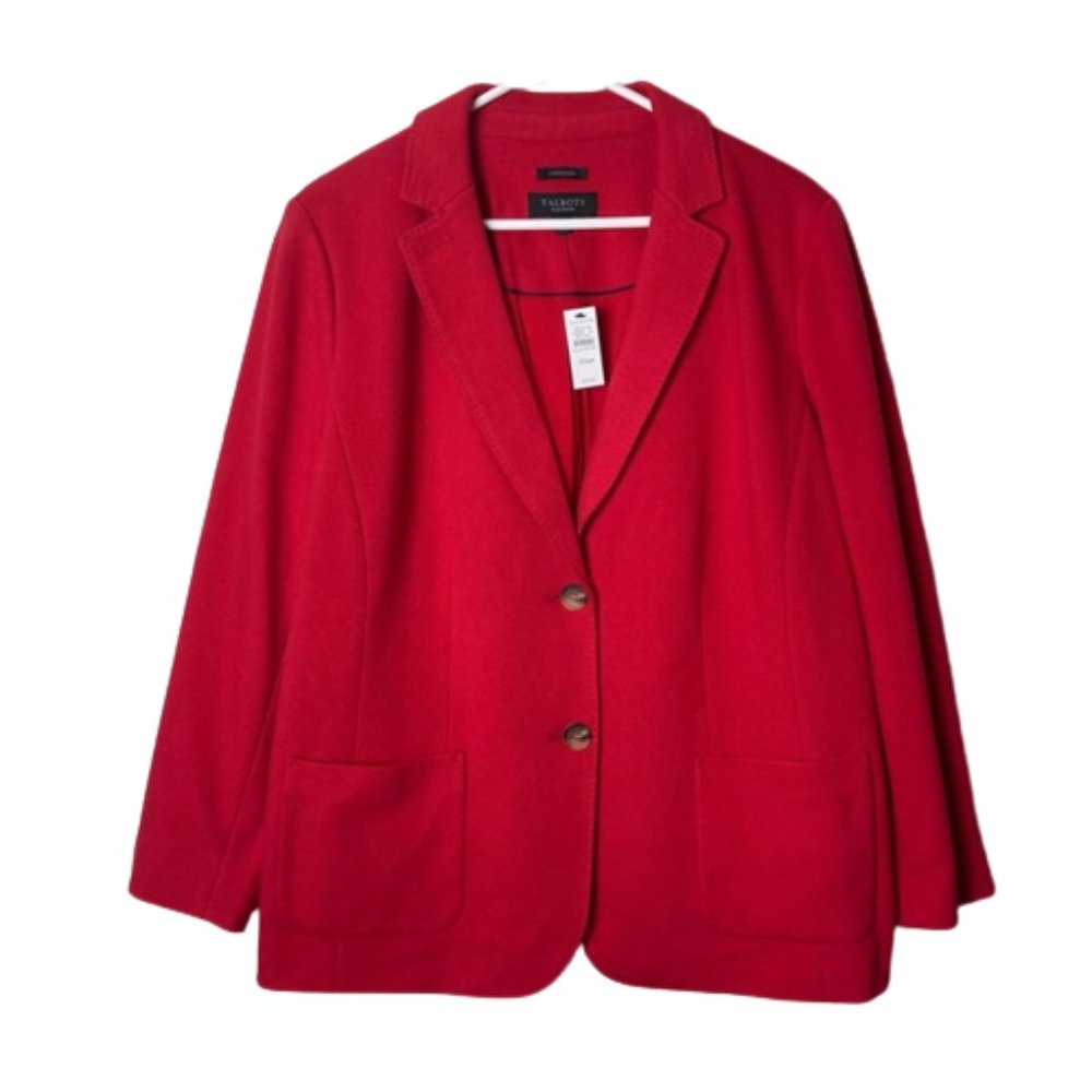 Talbots aberdeen red textured fabric blazer women's plus 20 petite NWT